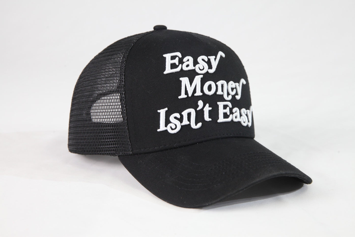 BLACK (EASY MONEY AINT EASY) TRUCKER HAT